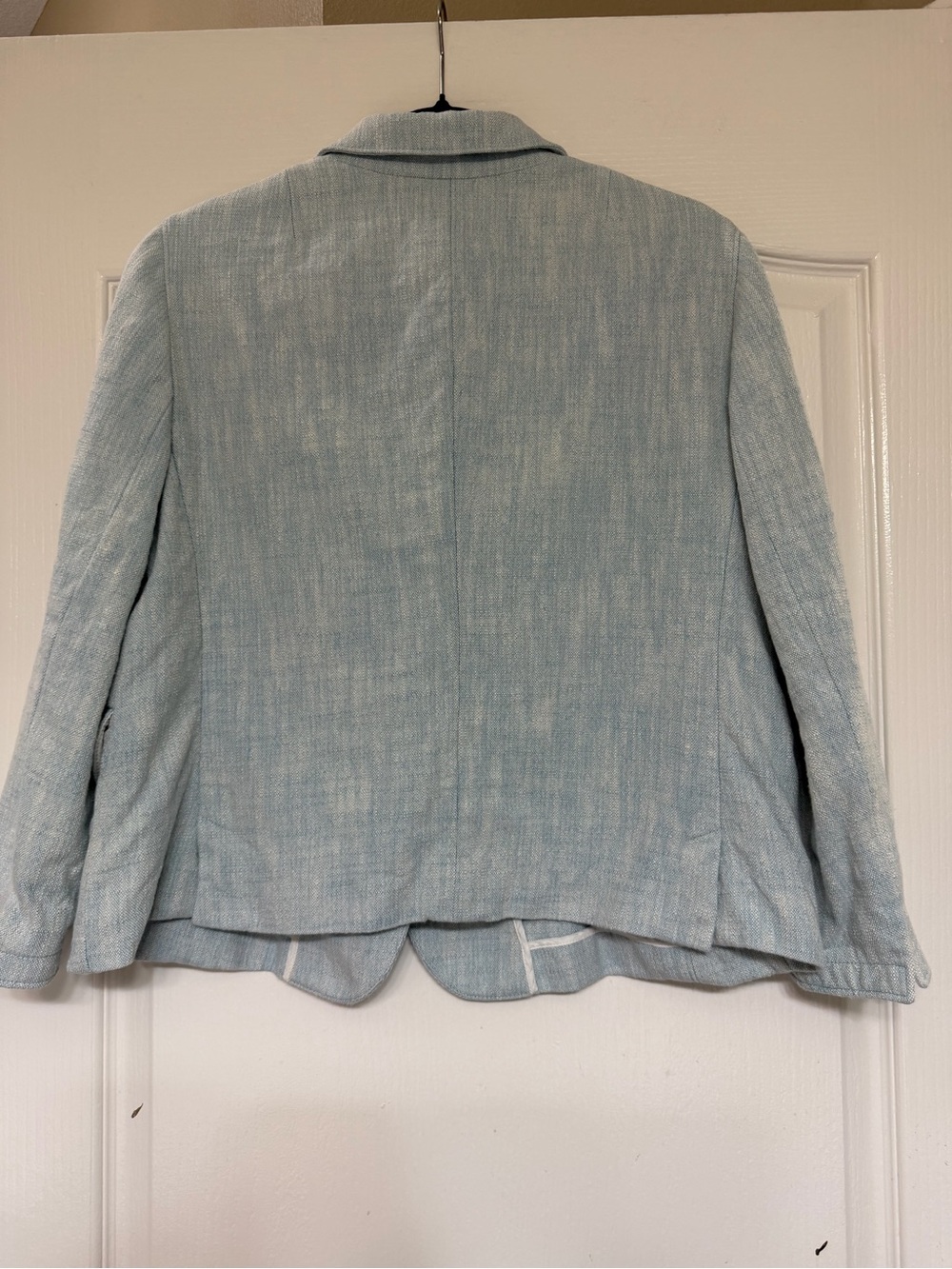 Akris Punto Blue Linen Blend Tailored Blazer Jacket Cream Buttons Designer 14 - Picture 7 of 12